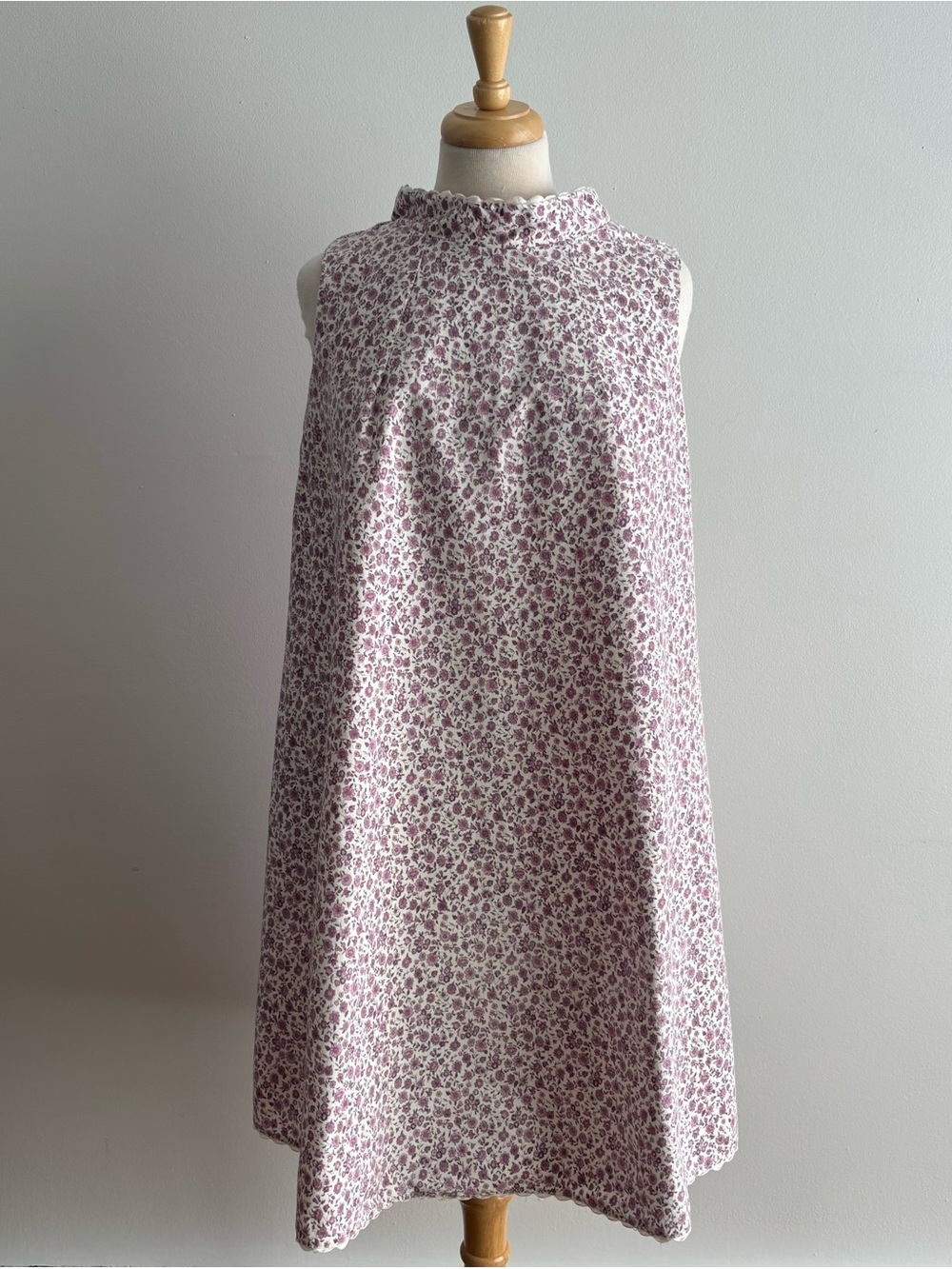 Vintage 1960s Plum Calico Ditsy Floral Cotton Canvas A-Line Dress / 40 bust